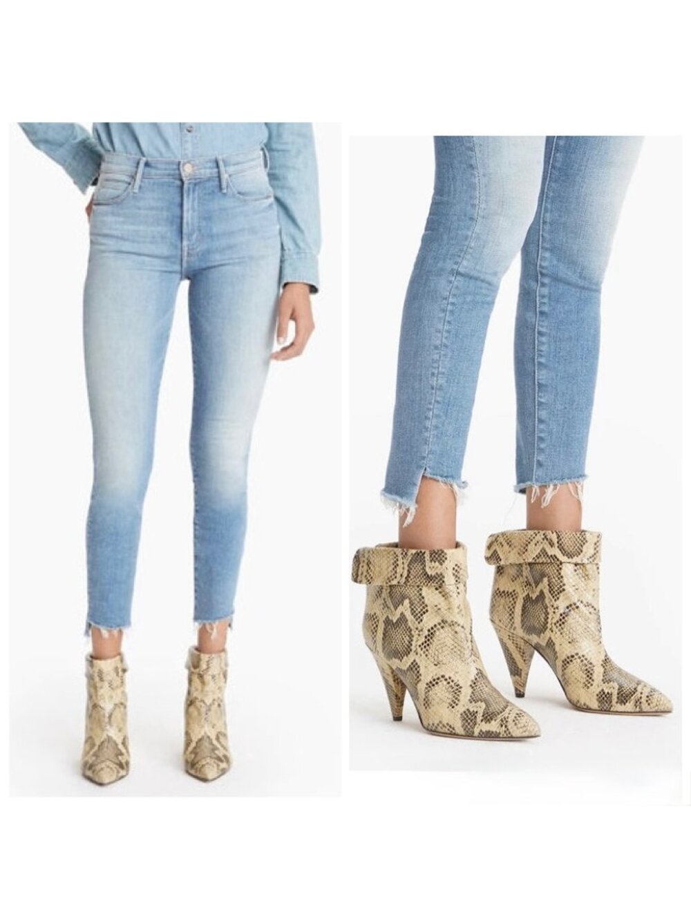 Mother The Stunner Ankle Step Fray Jeans Size 25 Camp Expert Skinny Denim Luxury